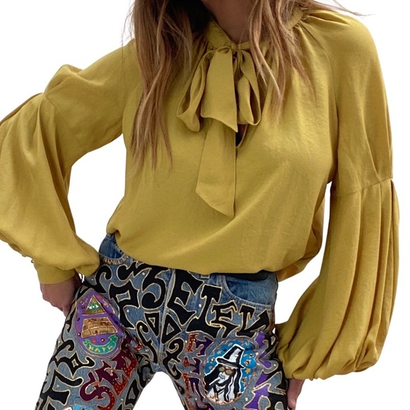 NWOT ELIZABETH AND JAMES TIE FRONT TUNIC A LINE POET'S BLOUSE - Picture 3 of 12